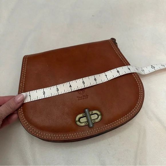 Vintage genuine Italian leather Crossbody flap Bag 51169 - Picture 10 of 12